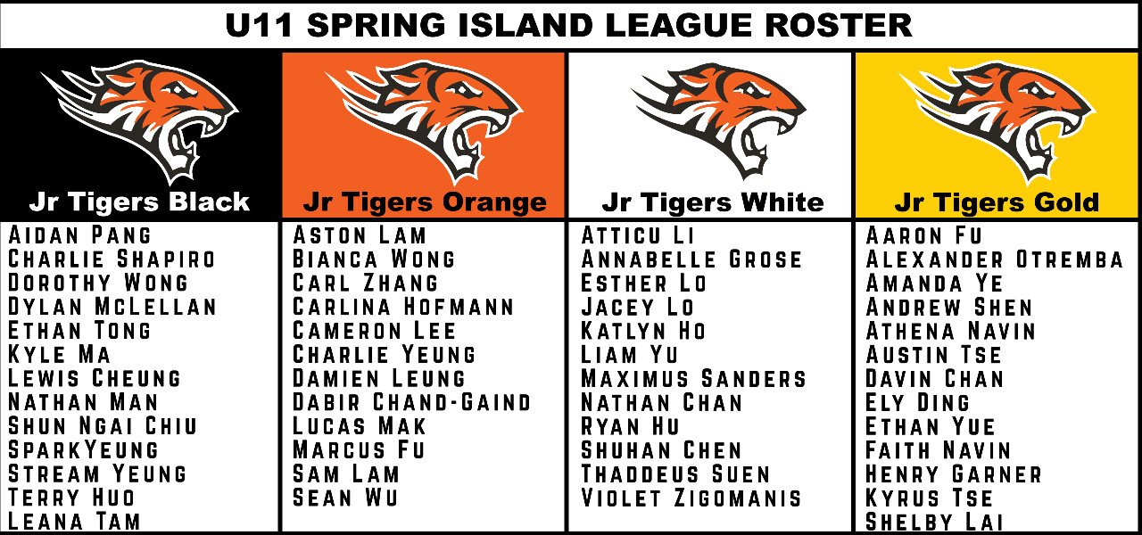 U11 SPRING ISLAND LEAGUE ROSTER